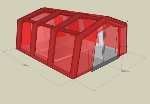 Tenda di emergenza gonfiabile Dekon con 3 linee, 7 x 6 m