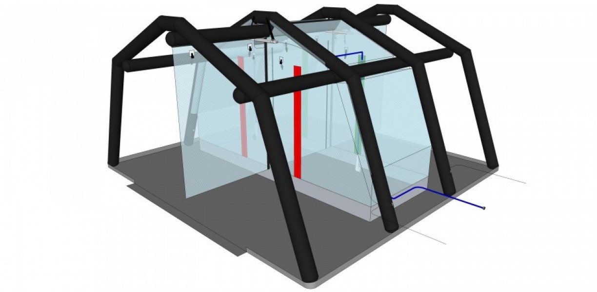 Tenda di emergenza gonfiabile Dekon con 3 linee, 7 x 6 m