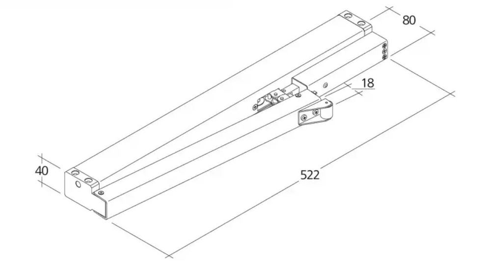 Attuatore per apertura porta PLP 24V, 500N/500mm