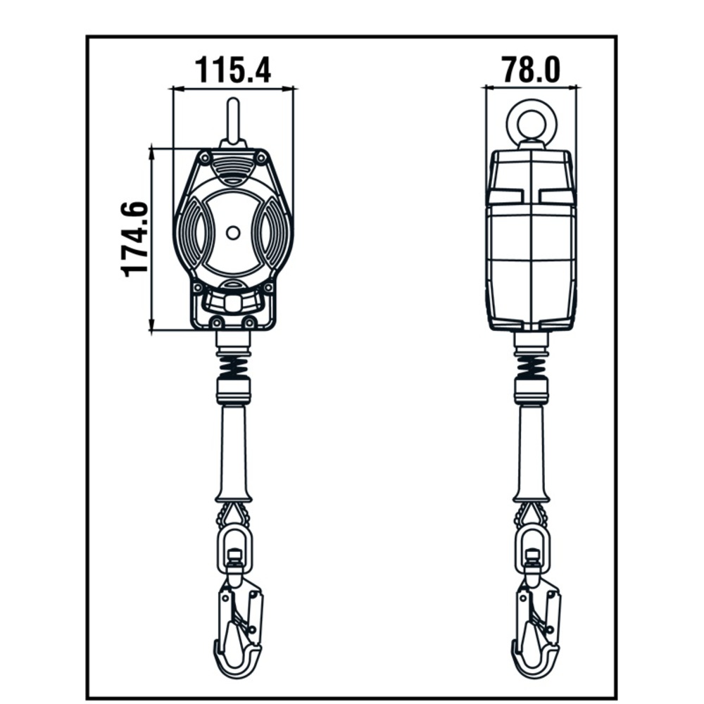 Dispositivo di sicurezza in altezza HELIXON-S con cavo in acciaio zincato - 3.5 m