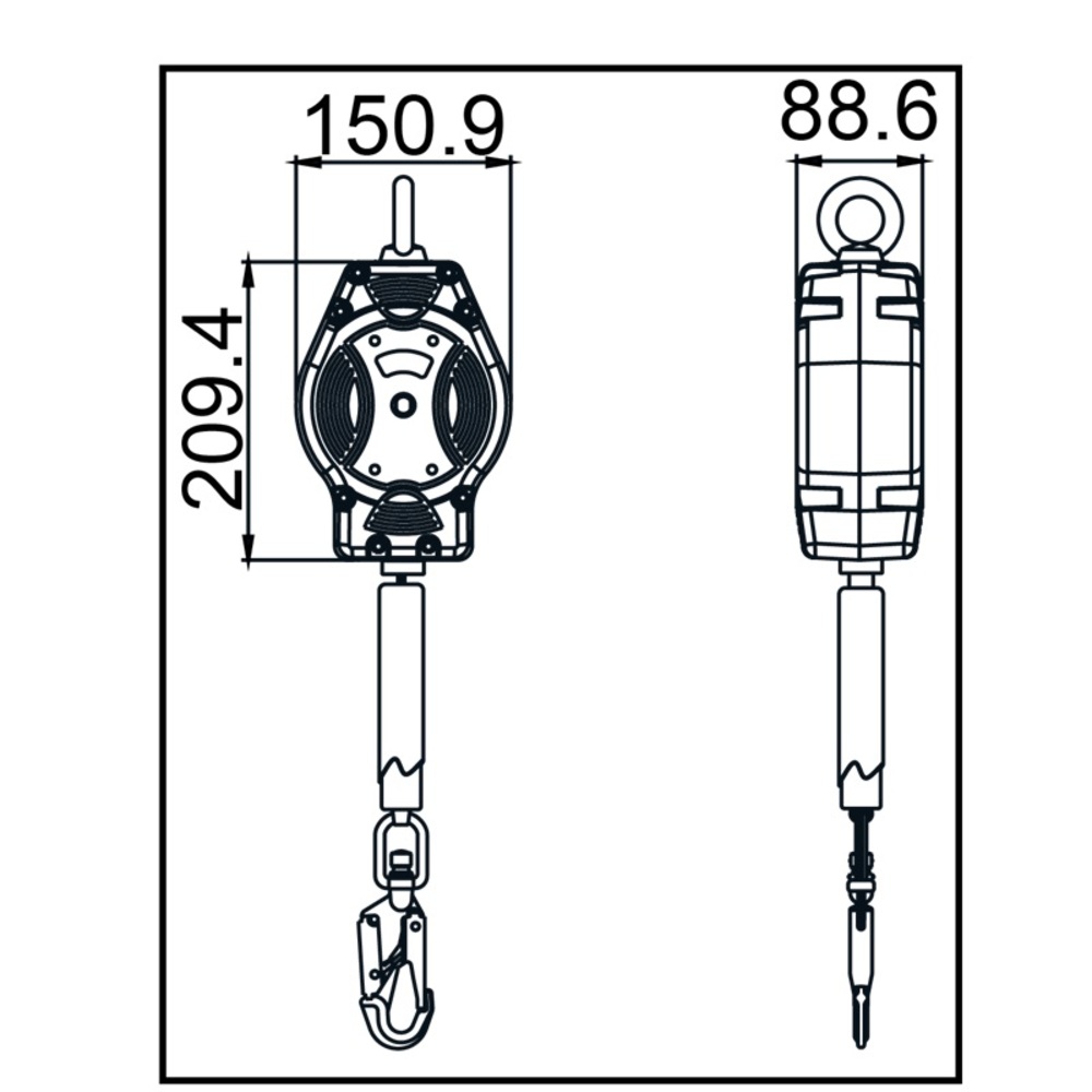 Dispositivo di sicurezza in altezza HELIXON-S con cintura - 6 m