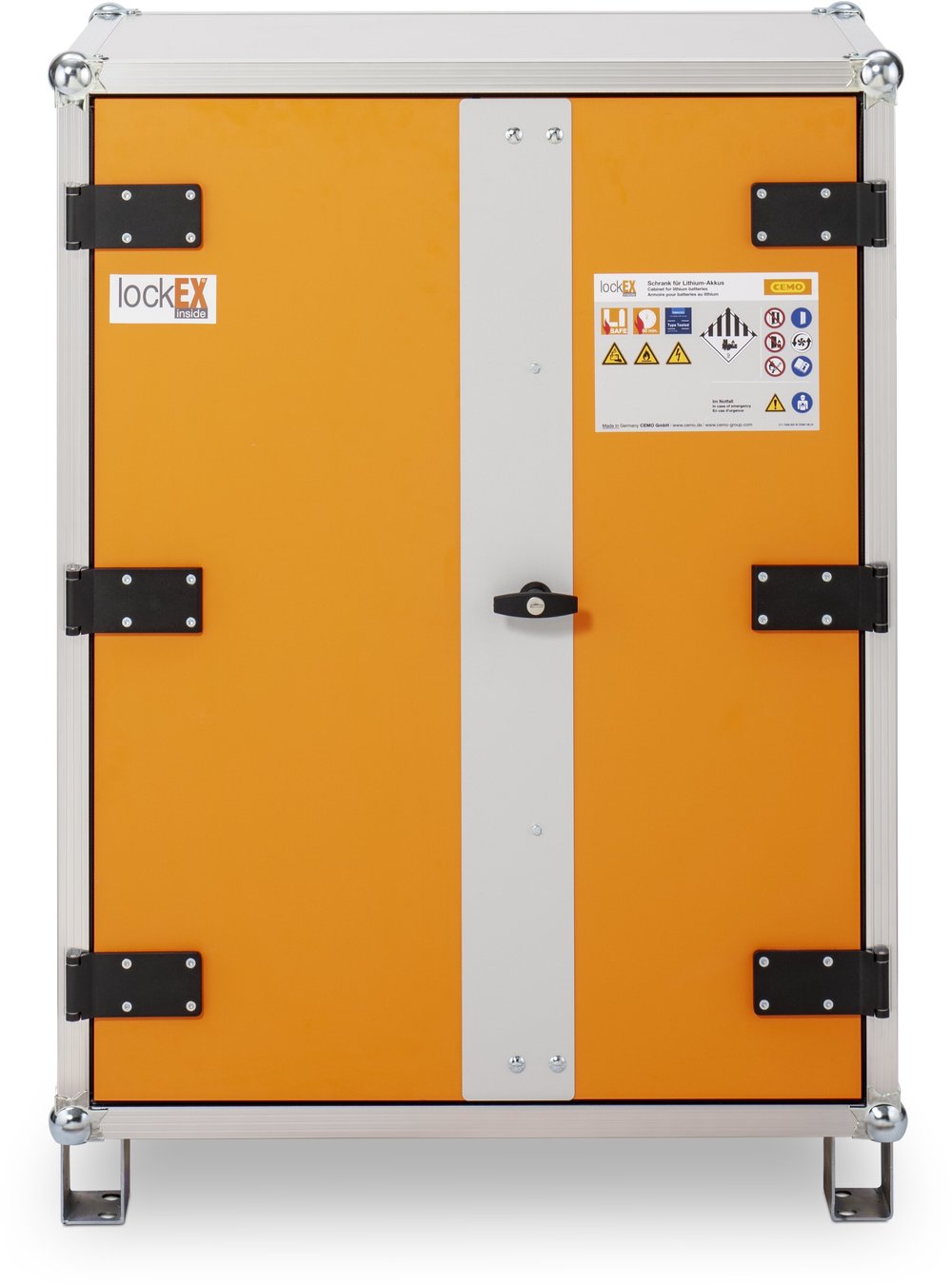 Armadio per batterie con funzione di ricarica CEMO lockEX 2.0 – 8/10 con piedini regolabili Armadio per batterie con funzione di ricarica CEMO lockEX 2.0 - 8/10 con piedini regolabili