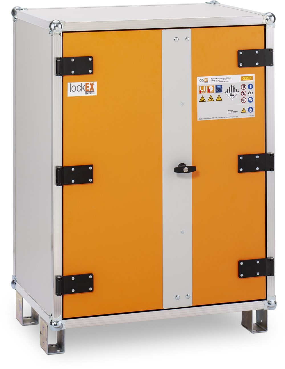 Armadio per batterie con funzione di ricarica CEMO lockEX 2.0 - 8/10 con piedini regolabili